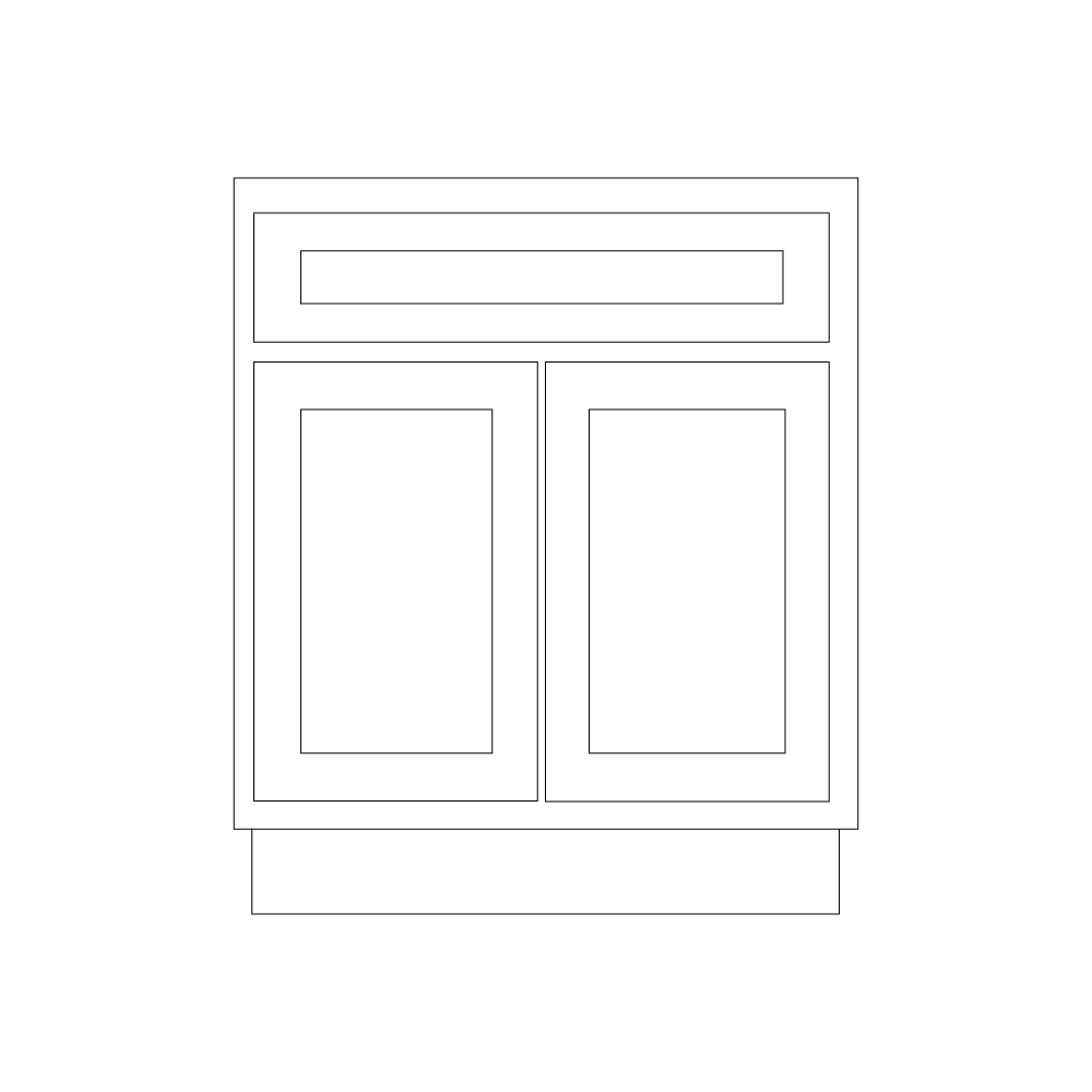 Double Door with One False Drawer Vanity Sink Base Cabinet
