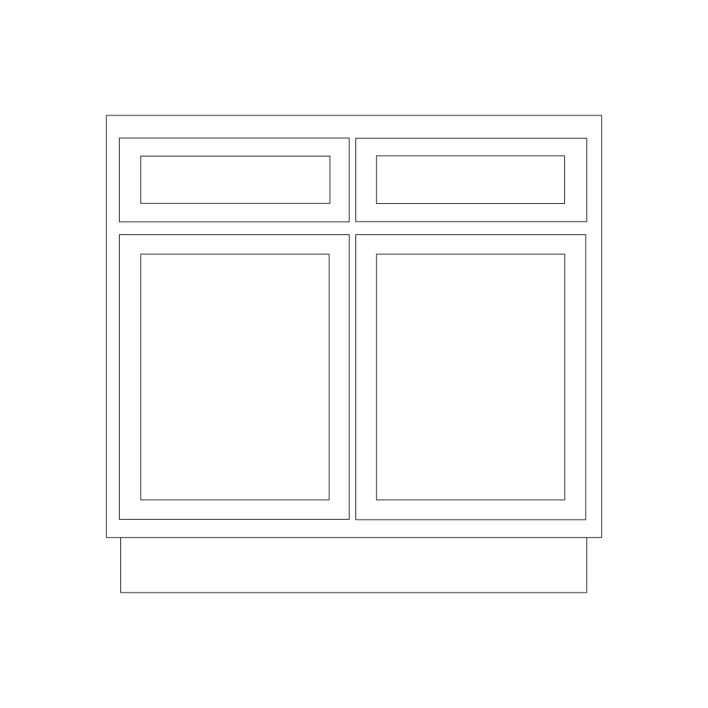 Double Door with Two False Drawer Vanity Sink Base Cabinet