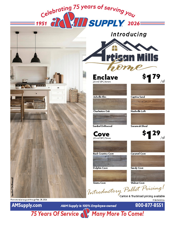 Artisan Mills Home Cove and Enclave Roll Out