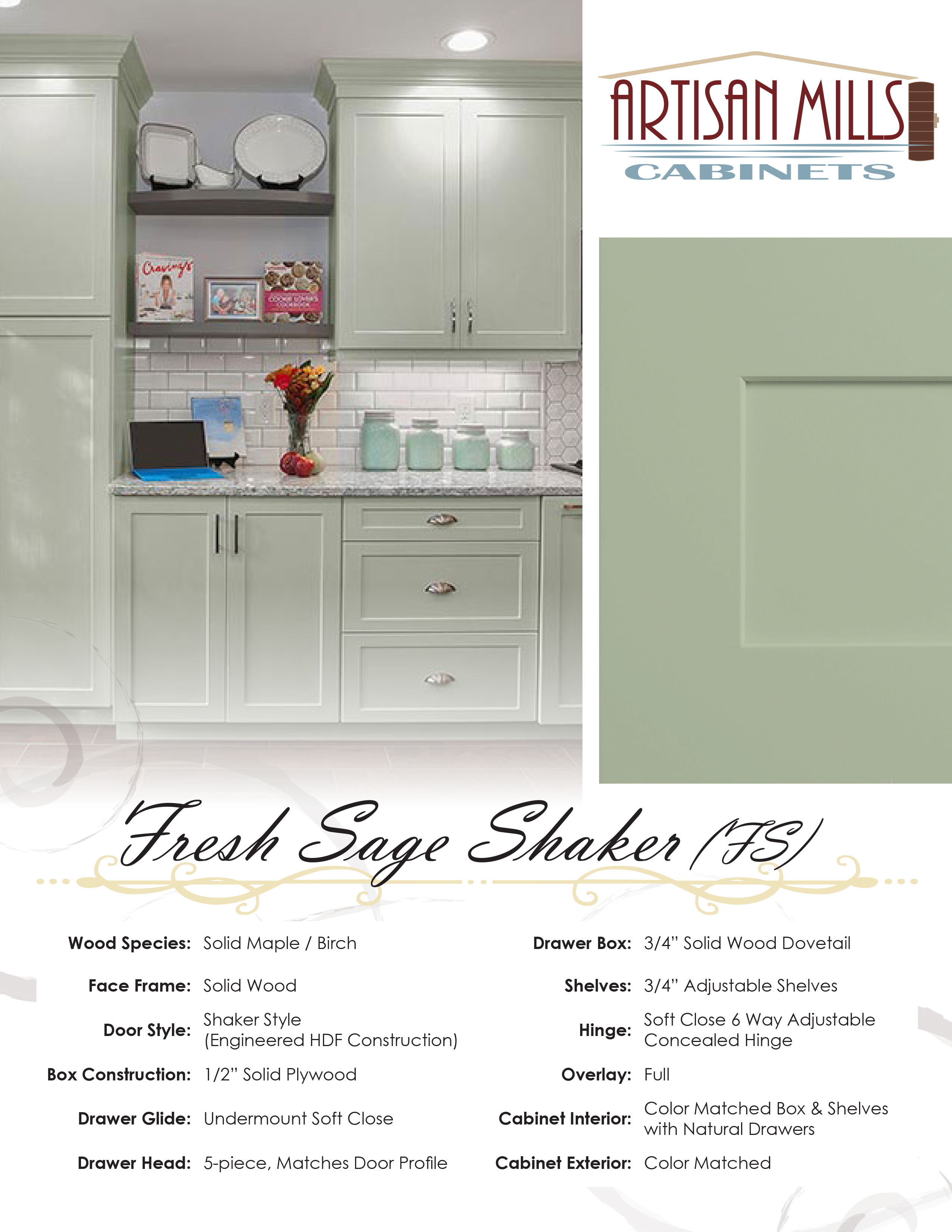 Artisan Mills Cabinet Fresh Sage Shaker Handout
