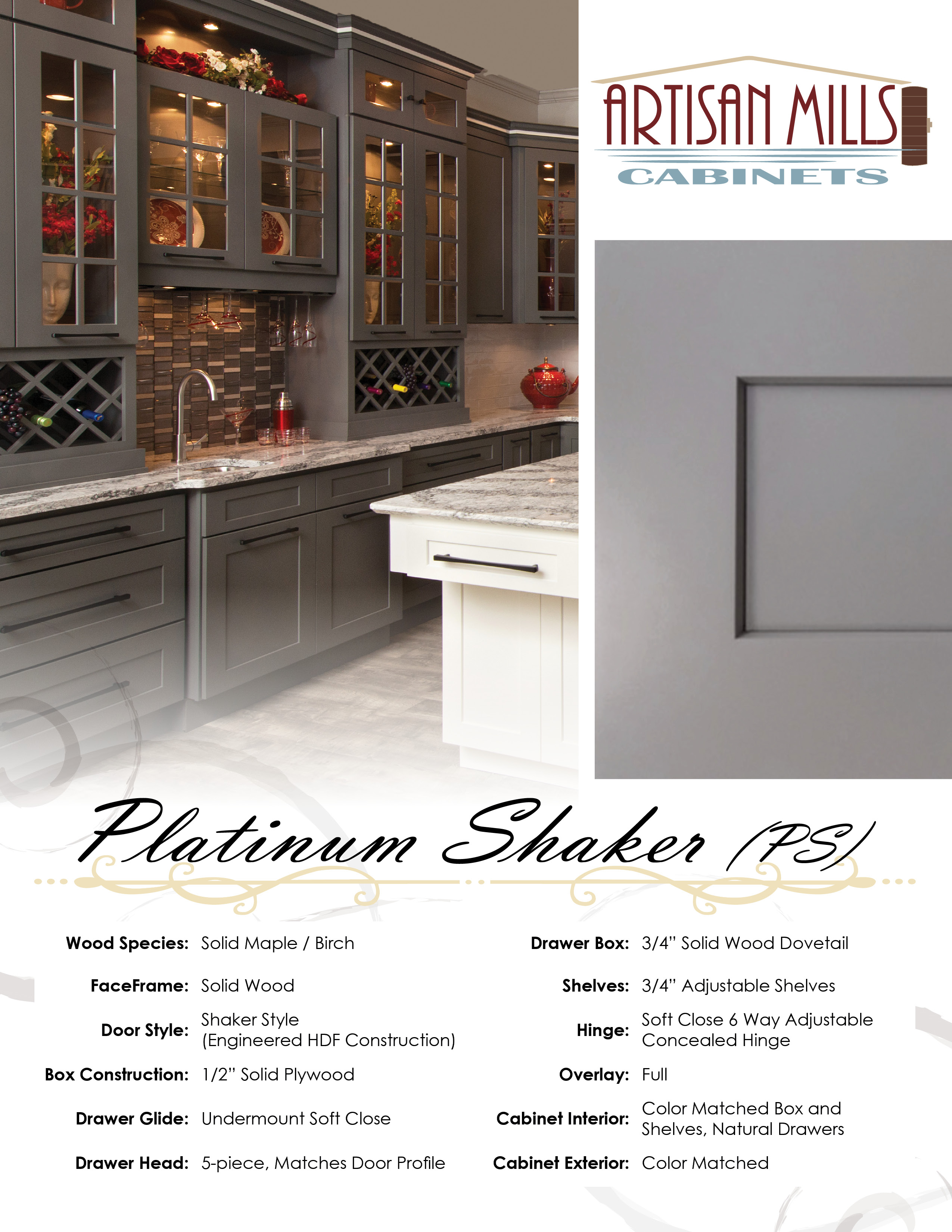Artisan Mills Cabinet Platinum Shaker Handout