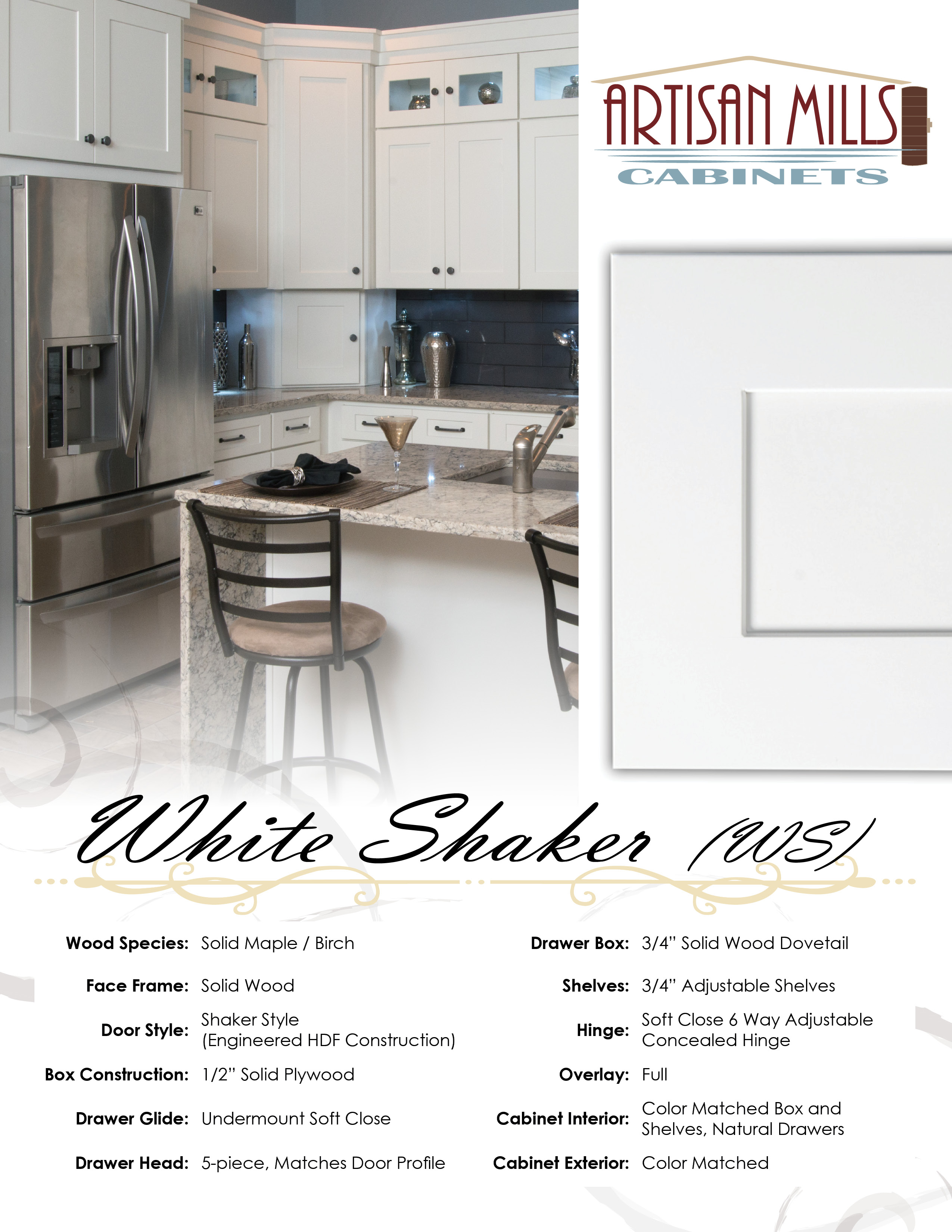Artisan Mills Cabinet White Shaker Handout